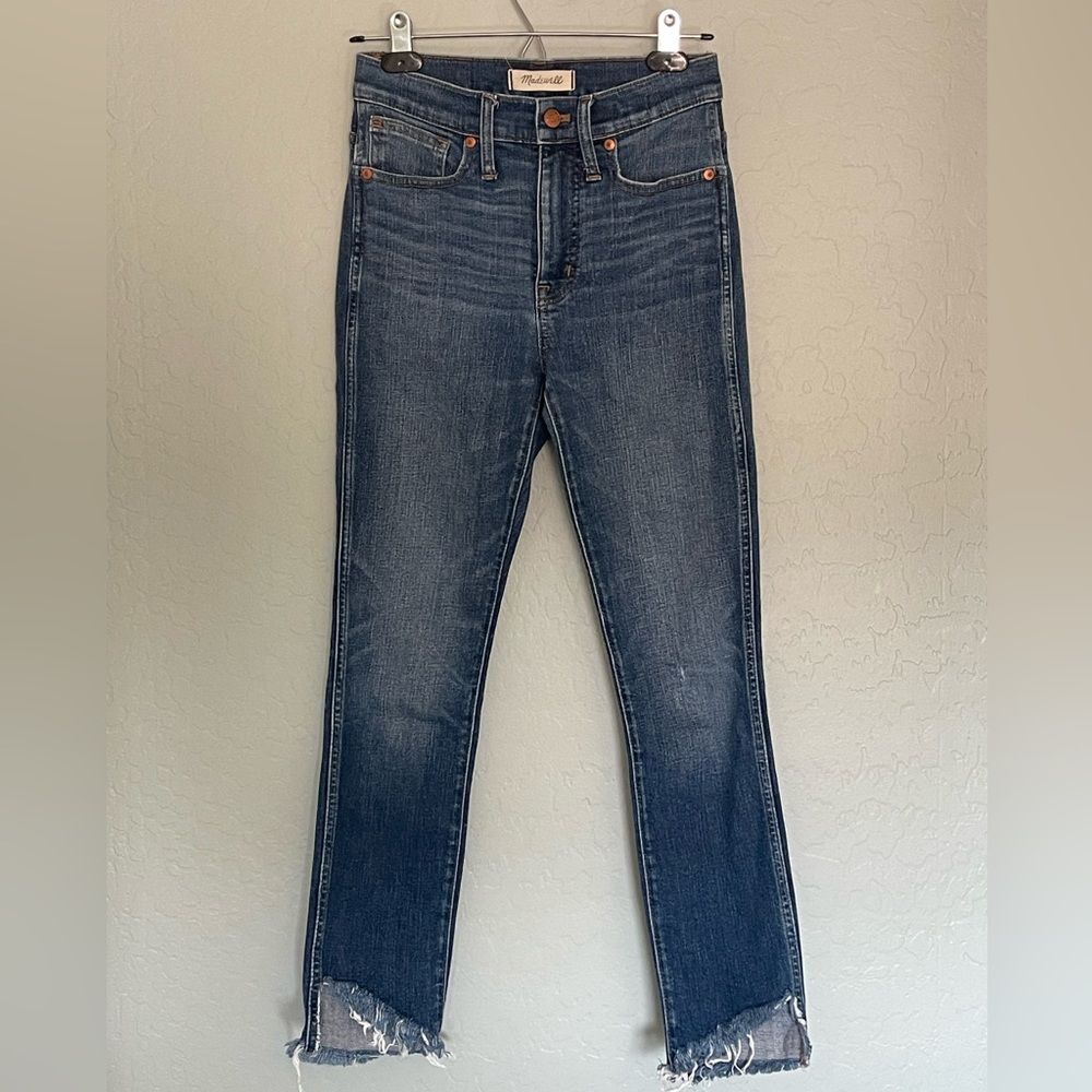 MADEWELL 10” High Rise cropped frayed edge denim Jean